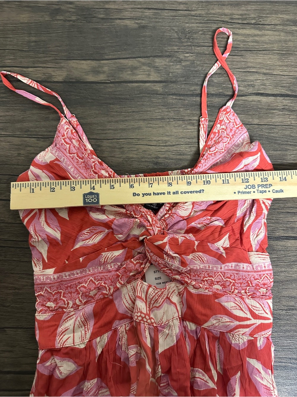 NWT Angie Womens Coral Floral Tie Front Wide Leg Jumpsuit Medium - Picture 8 of 9